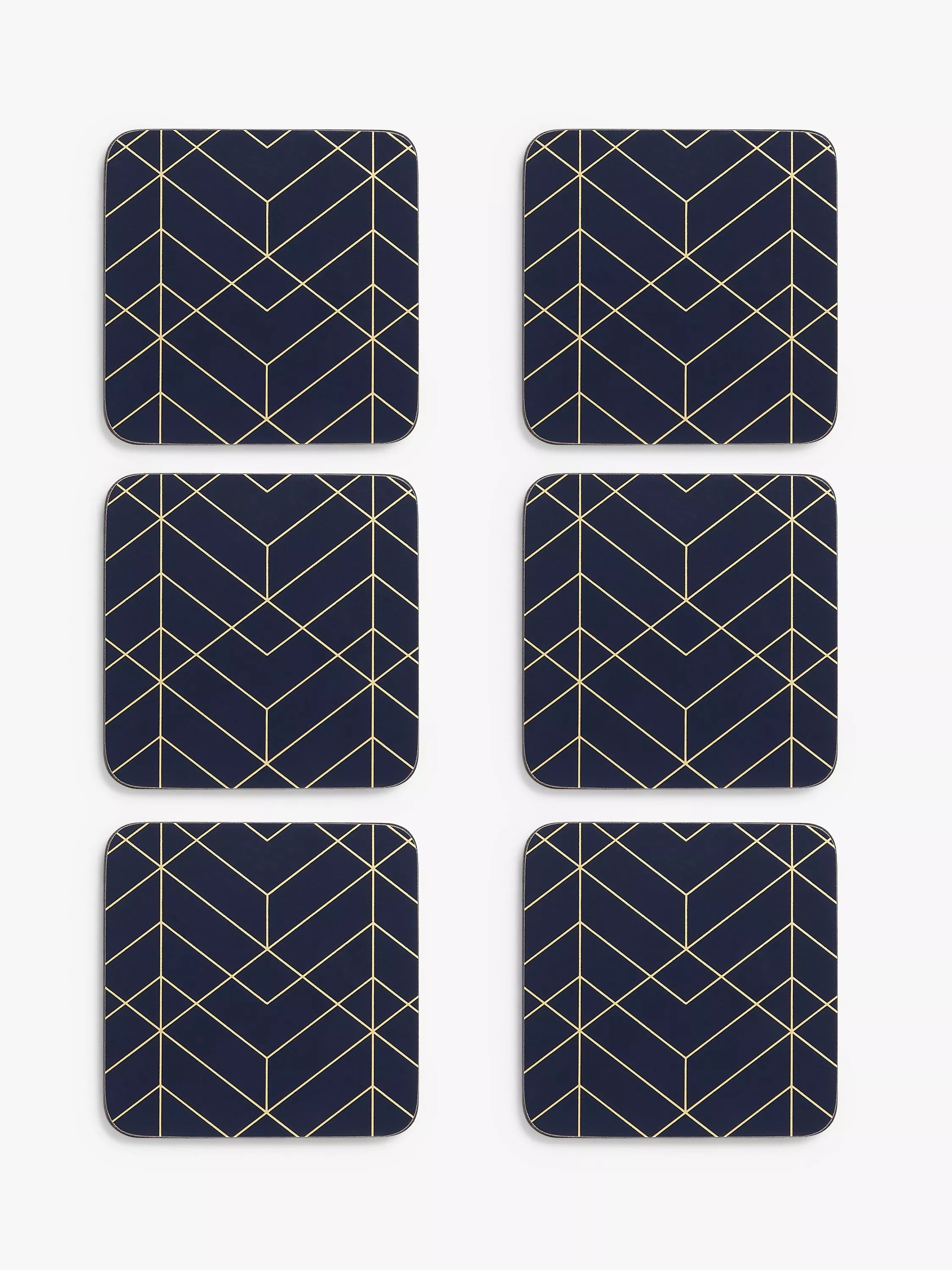 John Lewis navy gold coasters Deco set of 6 (British brand)