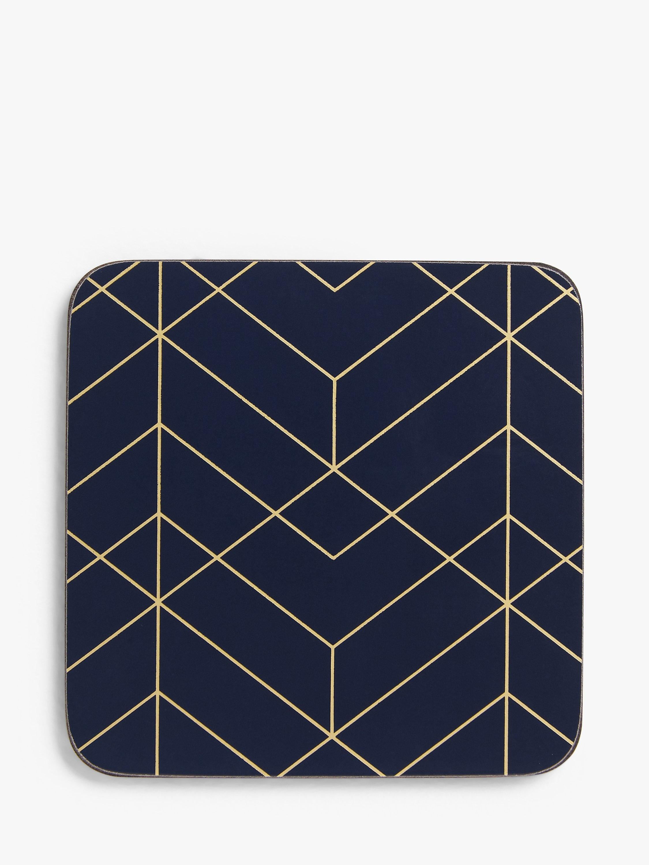 John Lewis navy gold coasters Deco set of 6 (British brand)