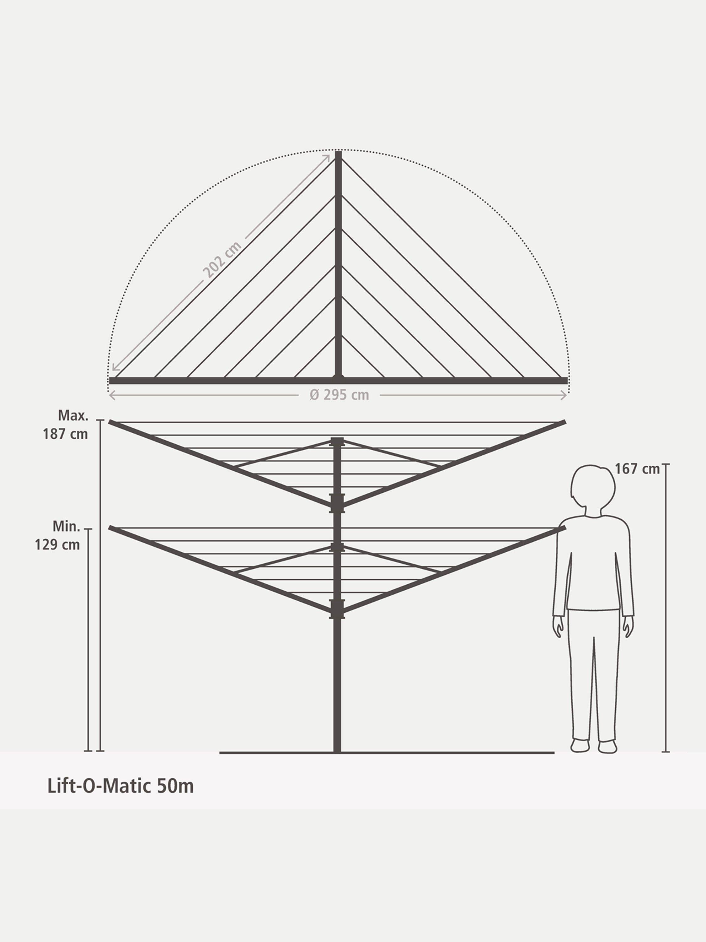 Brabantia Lift-O-Matic rotary dryer 50m - British product