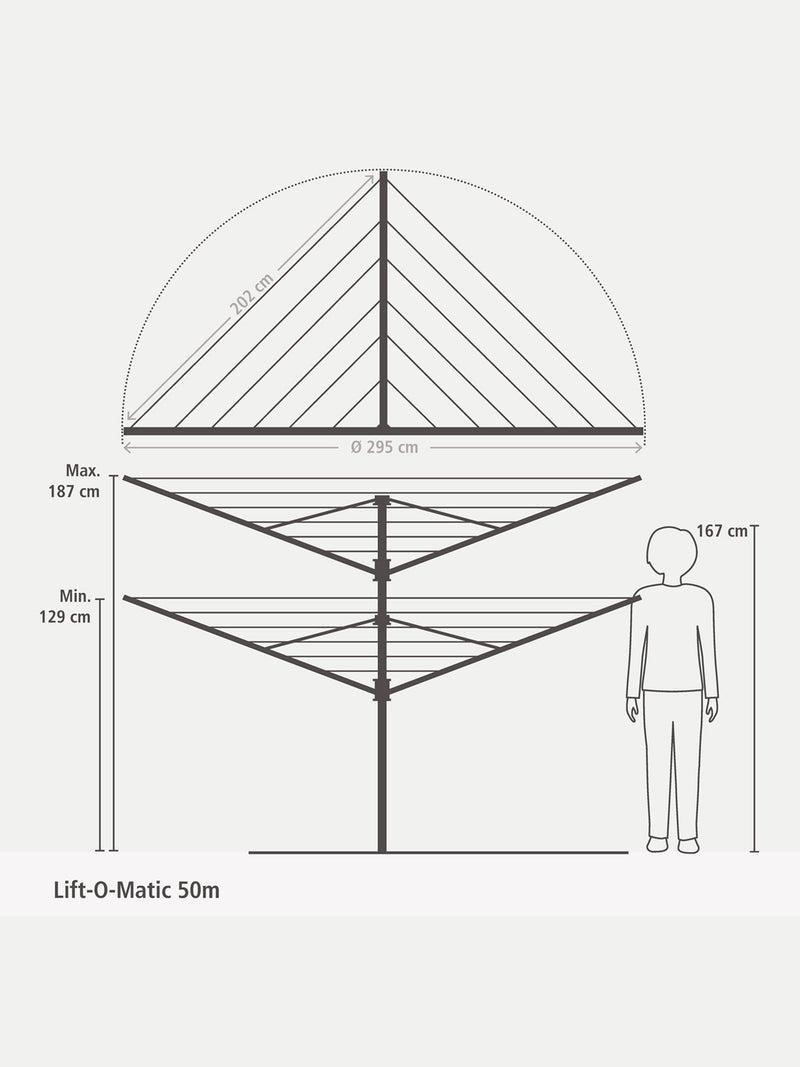 Brabantia Lift-O-Matic rotary dryer 50m - British product