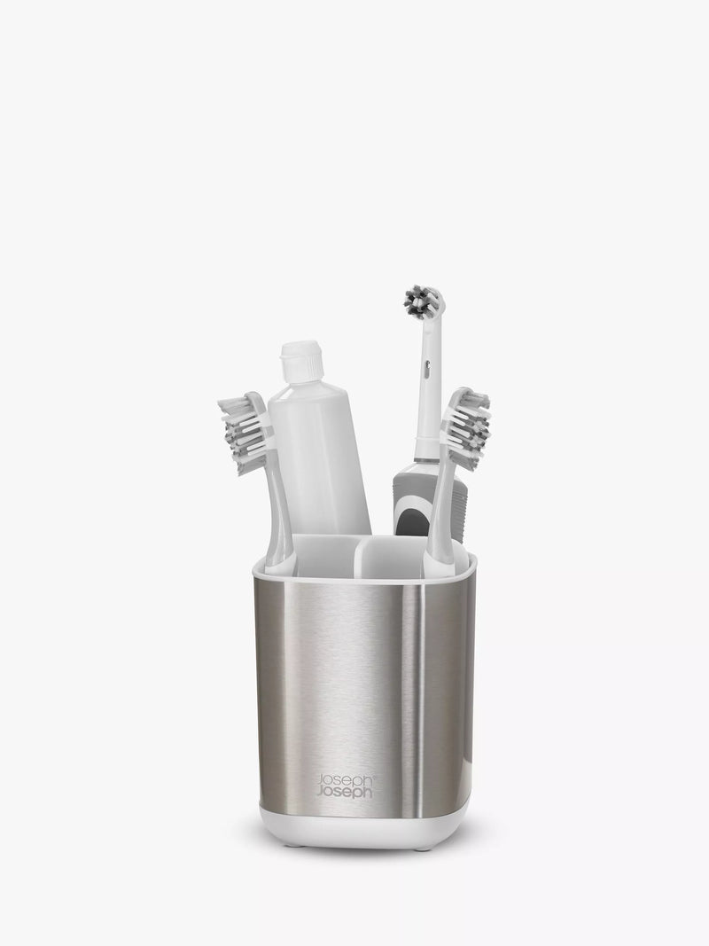 Joseph Joseph stainless steel toothbrush holder with ventilation holes, UK version
