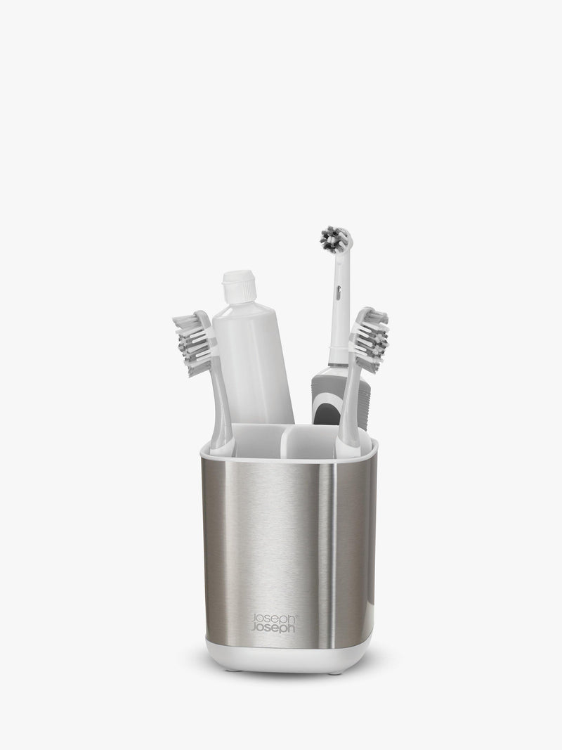 Joseph Joseph stainless steel toothbrush holder with ventilation holes, UK version