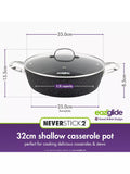 Eaziglide Neverstick2 Aluminium Non-Stick Shallow Casserole 32cm - British product