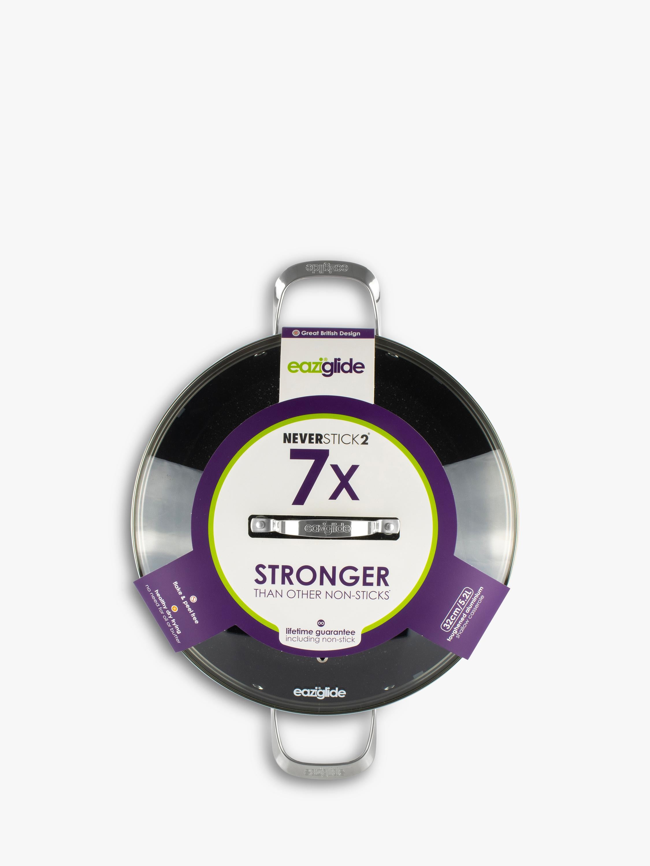 Eaziglide Neverstick2 Aluminium Non-Stick Shallow Casserole 32cm - British product
