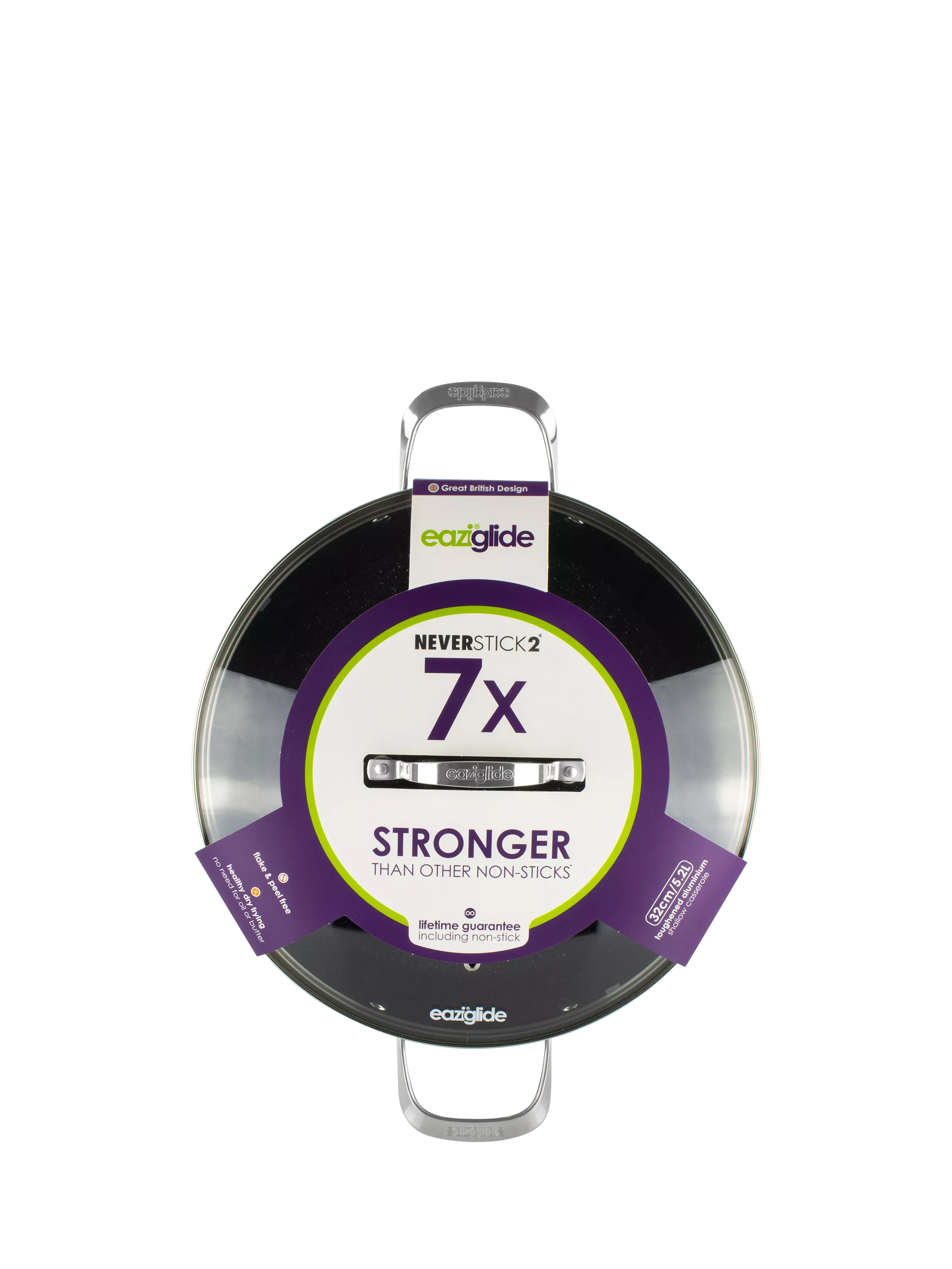 Eaziglide Neverstick2 Aluminium Non-Stick Shallow Casserole 32cm - British product