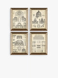 John Lewis vintage architecture framed prints set 4, imported from the UK