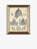 John Lewis vintage architecture framed prints set 4, imported from the UK