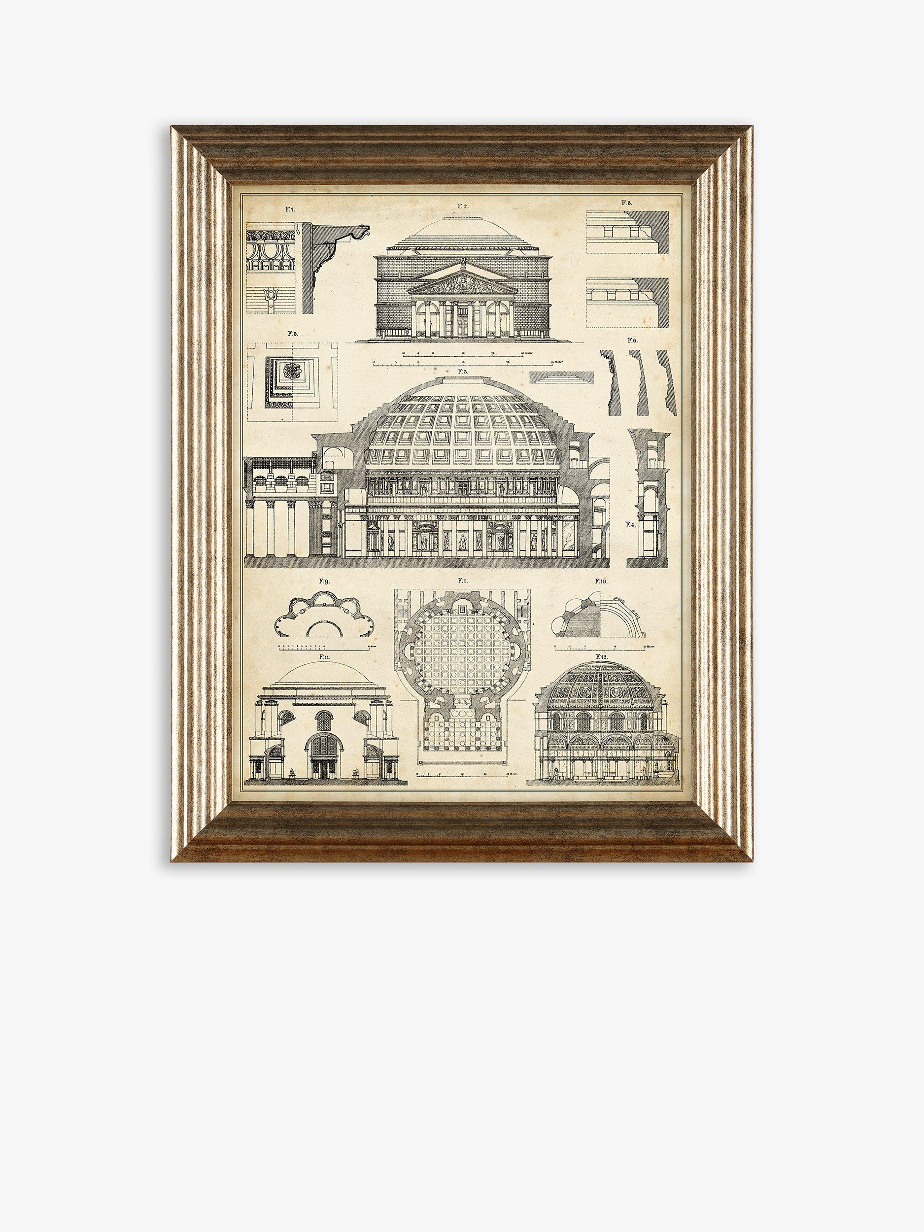 John Lewis vintage architecture framed prints set 4, imported from the UK