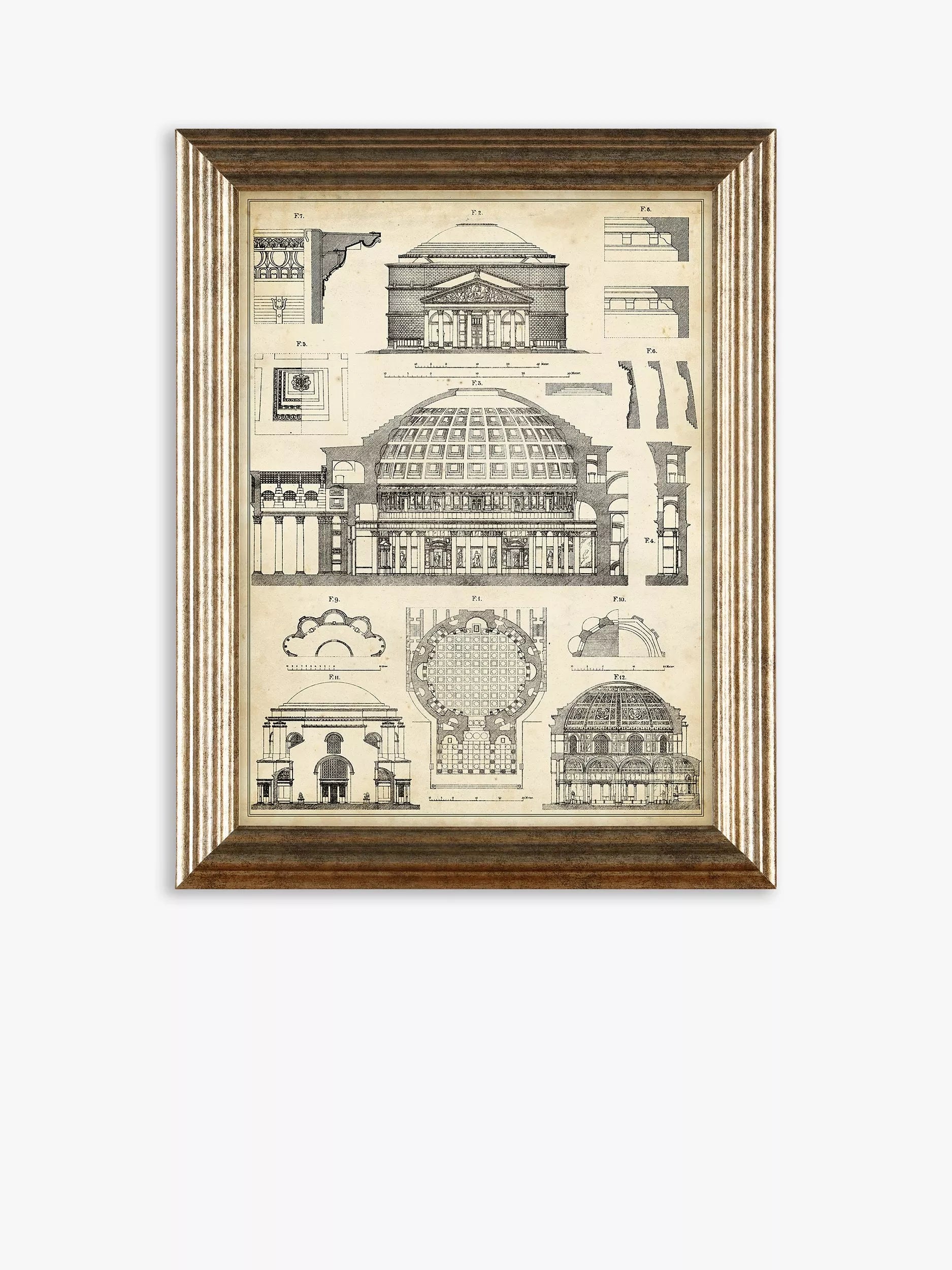 John Lewis vintage architecture framed prints set 4, imported from the UK