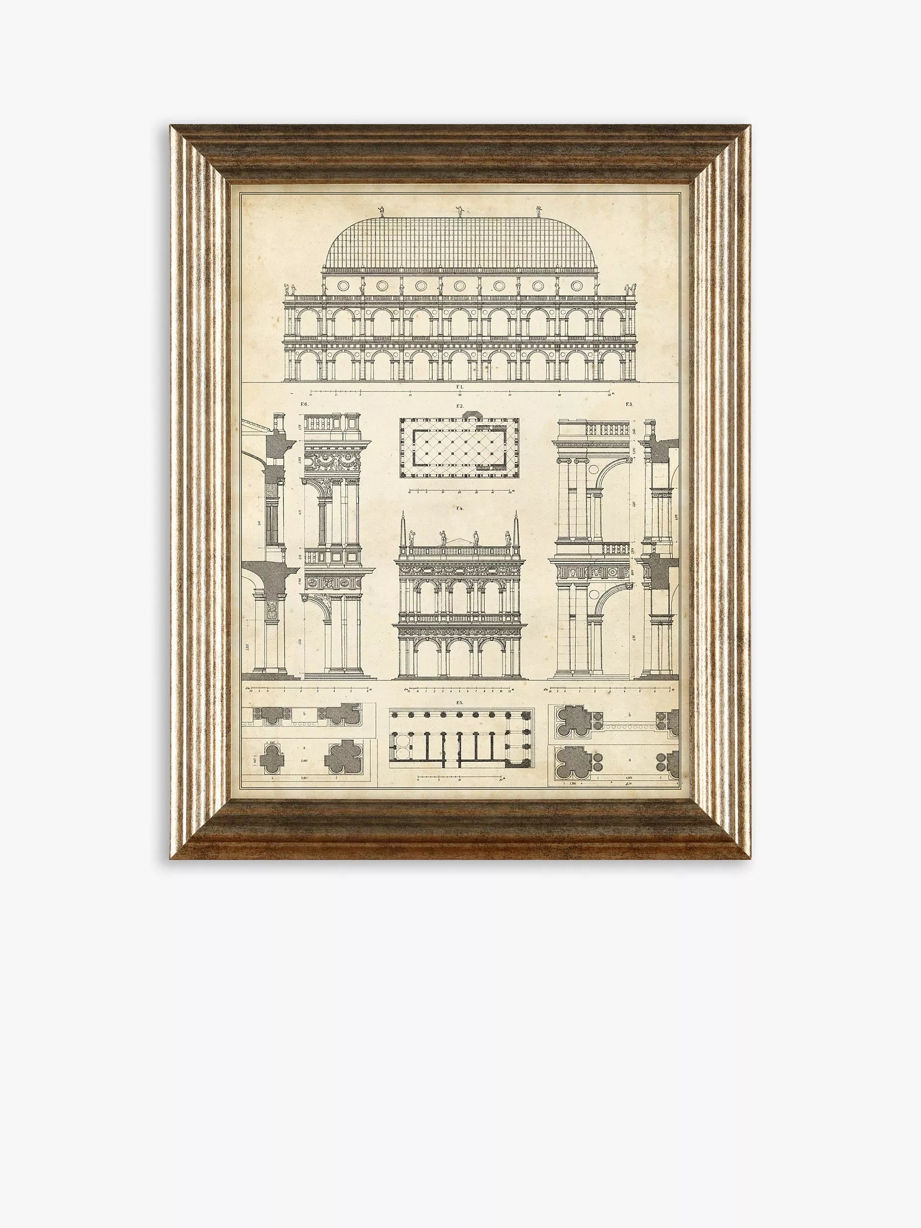 John Lewis vintage architecture framed prints set 4, imported from the UK
