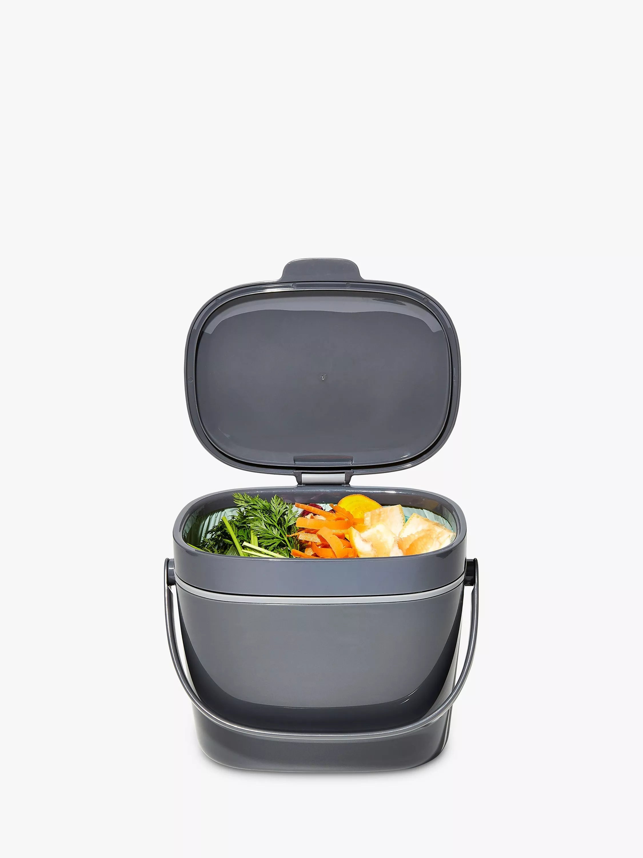 OXO large food waste compost caddy 6.6L in grey and mineral, imported from the UK