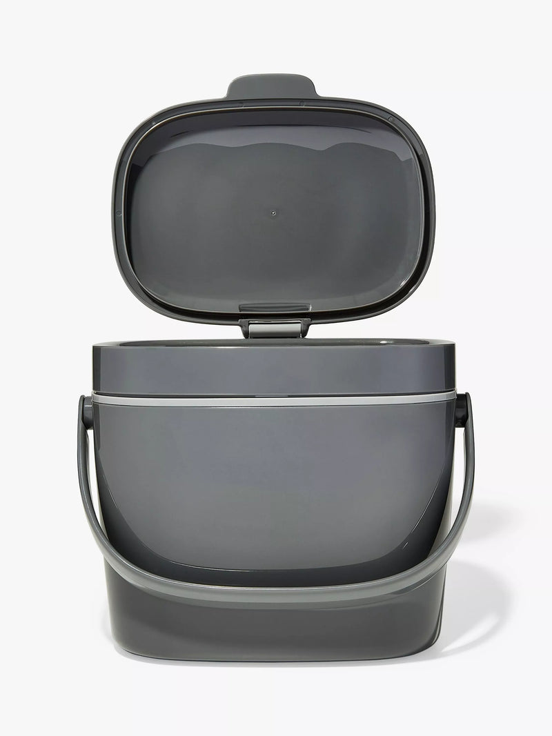 OXO large food waste compost caddy 6.6L in grey and mineral, imported from the UK