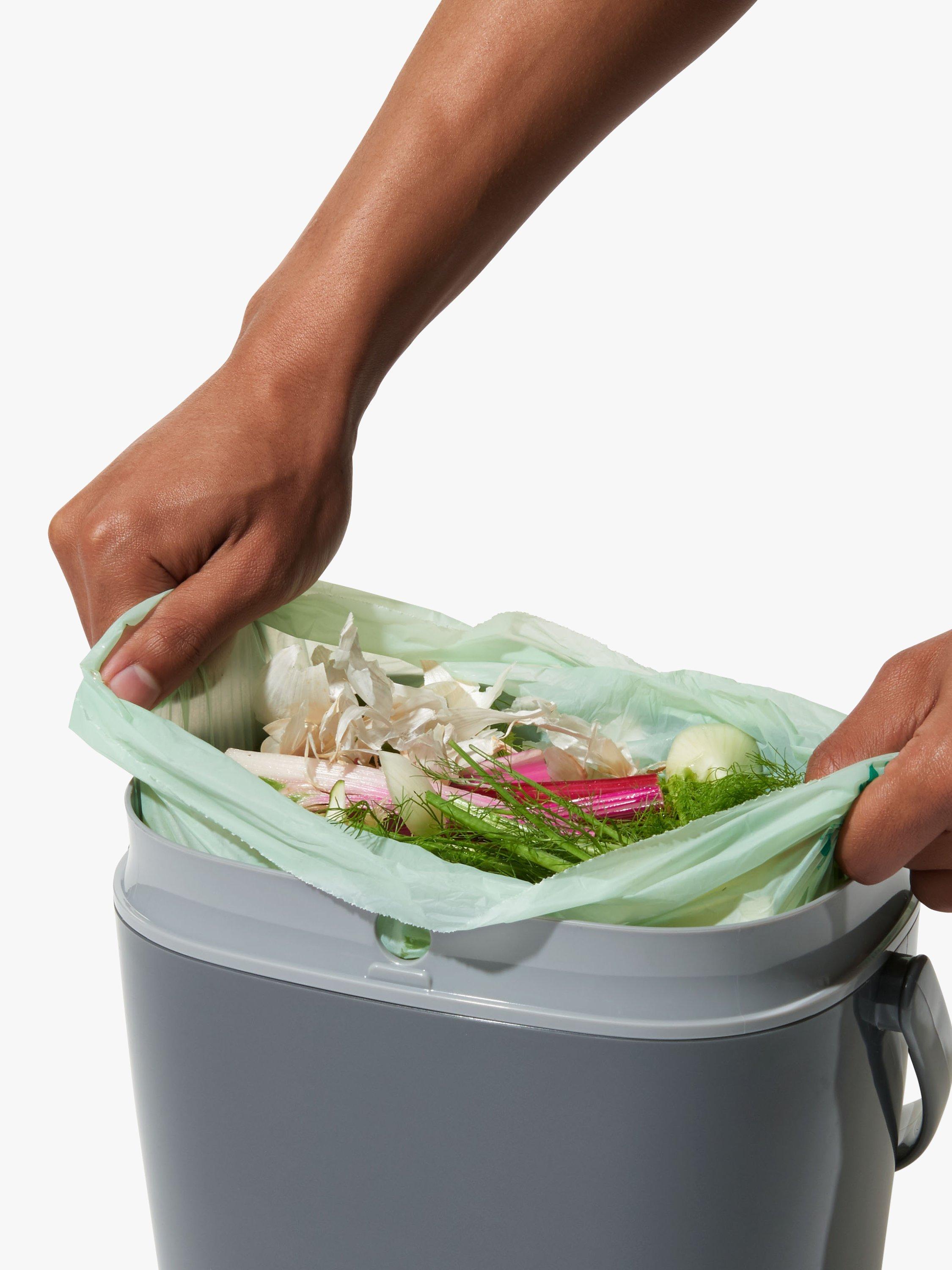 OXO large food waste compost caddy 6.6L in grey and mineral, imported from the UK
