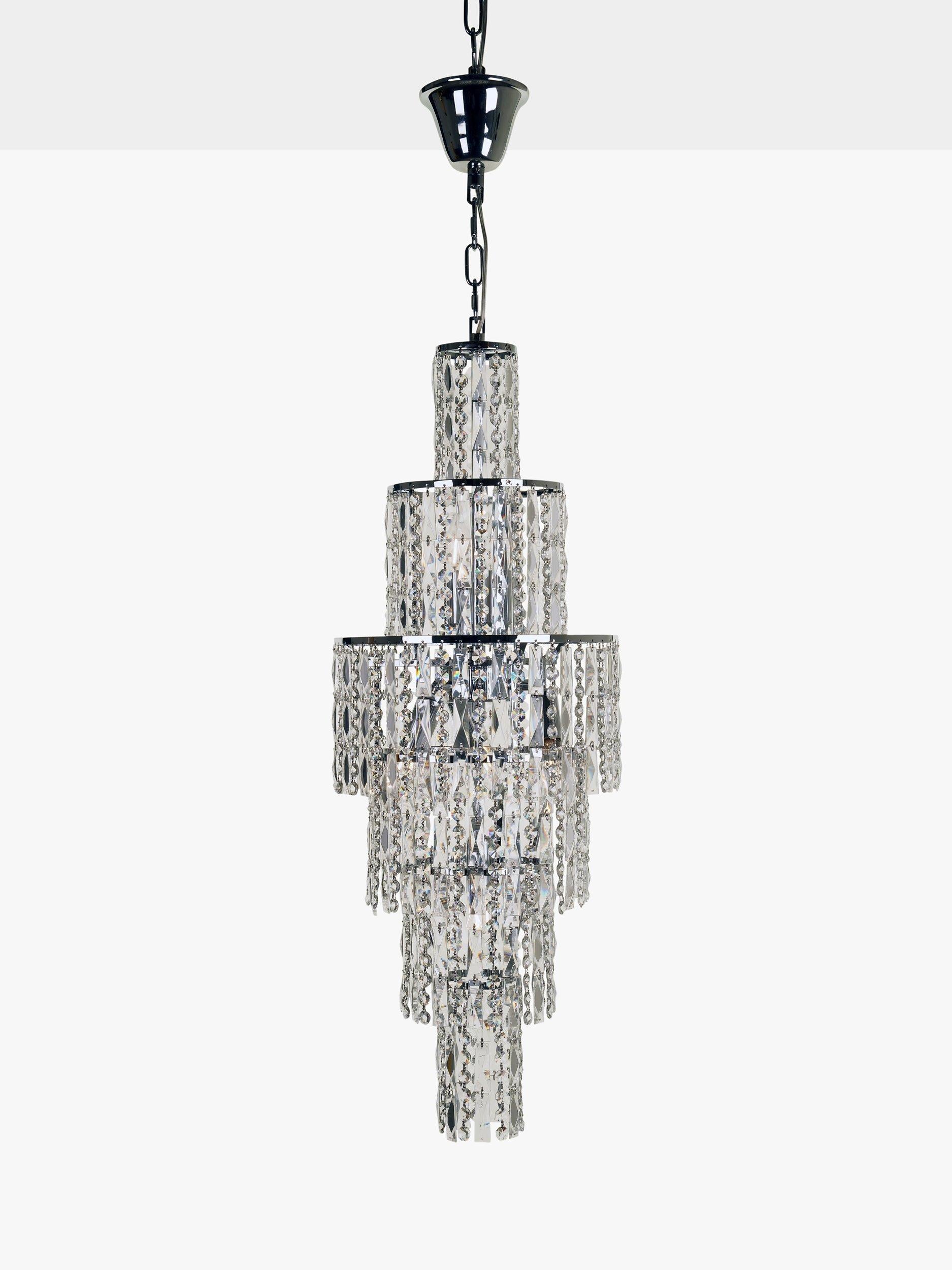 Impex crystal chandelier ceiling light clear chrome, UK version