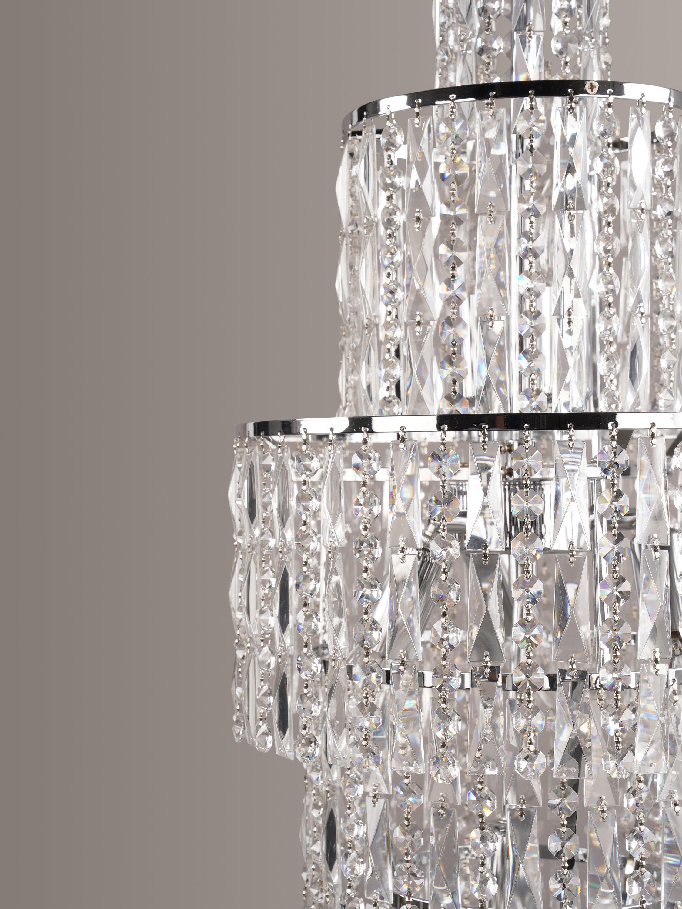 Impex crystal chandelier ceiling light clear chrome, UK version