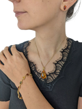 Be-Jewelled teardrop amber pendant necklace gold, imported from the UK