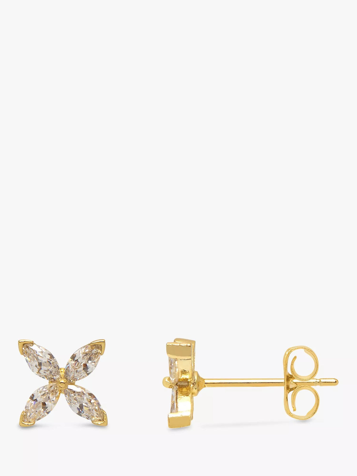 Estella Bartlett cubic zirconia flower stud earrings gold, imported from the UK