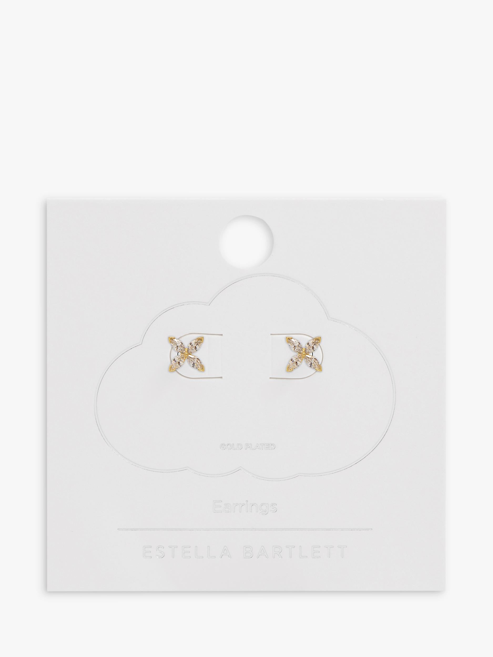 Estella Bartlett cubic zirconia flower stud earrings gold, imported from the UK