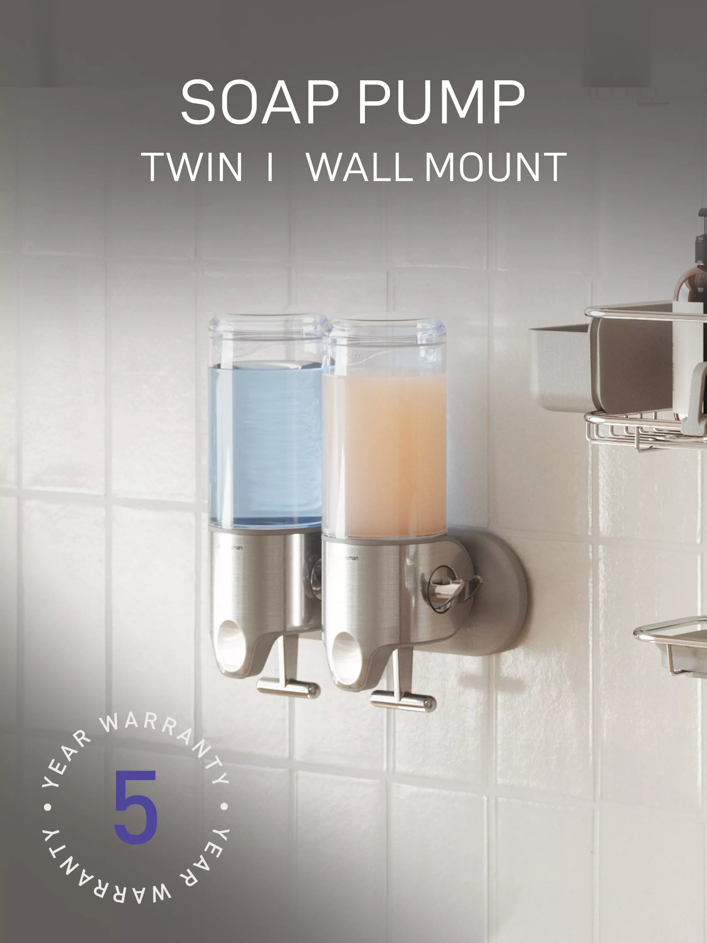 Simplehuman wall mounted soap dispenser double, imported from the UK
