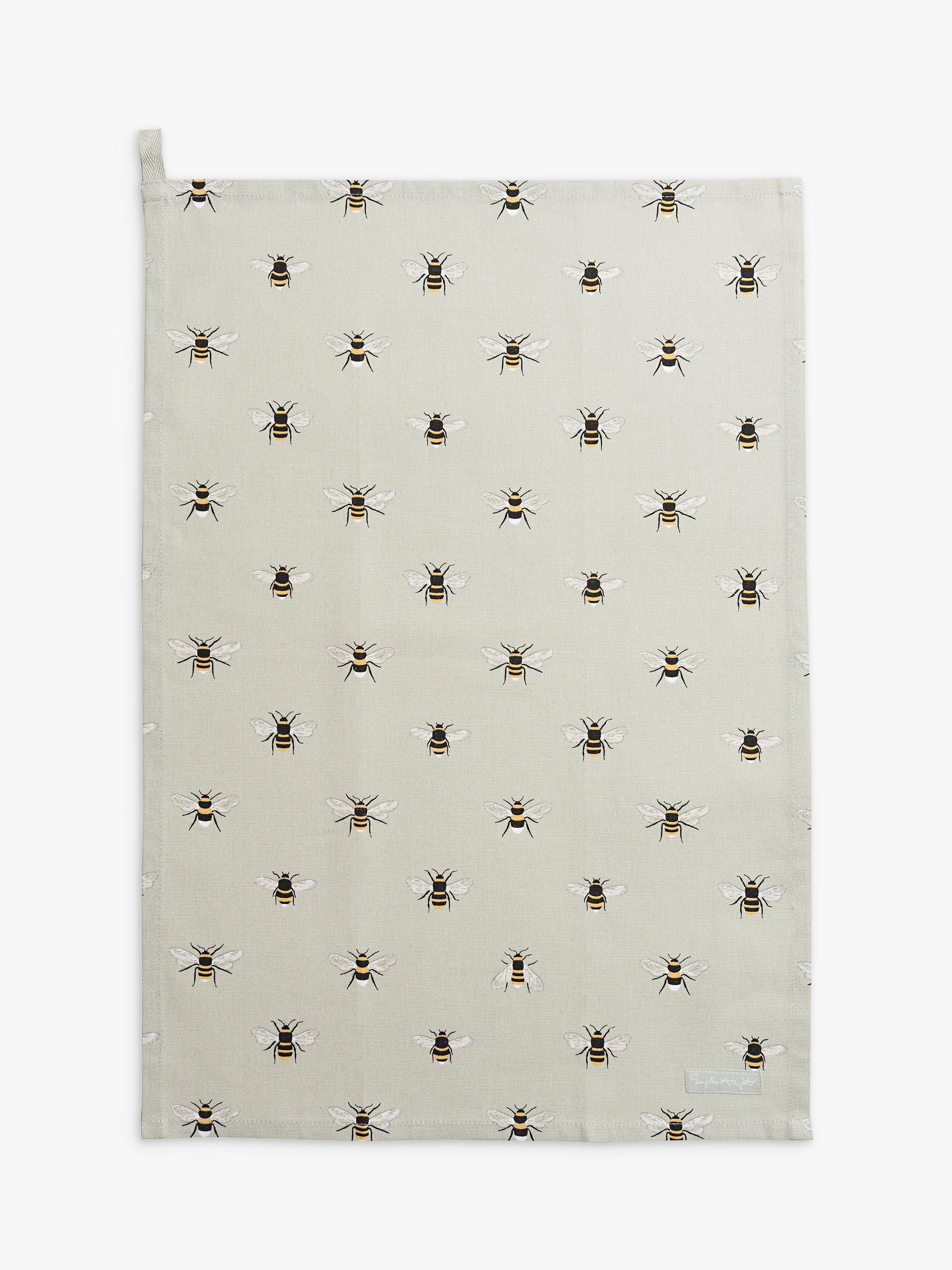 Sophie Allport bee motif cotton tea towel - British product
