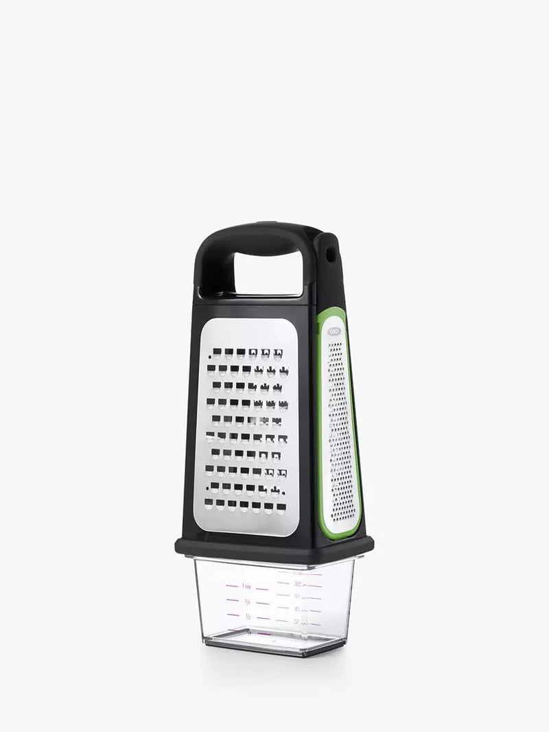 OXO box grater with slicer and zester, imported from the UK