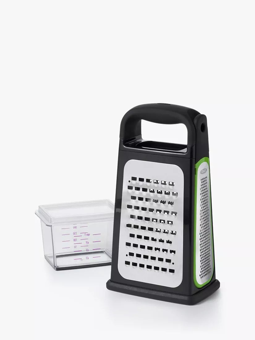 OXO box grater with slicer and zester, imported from the UK