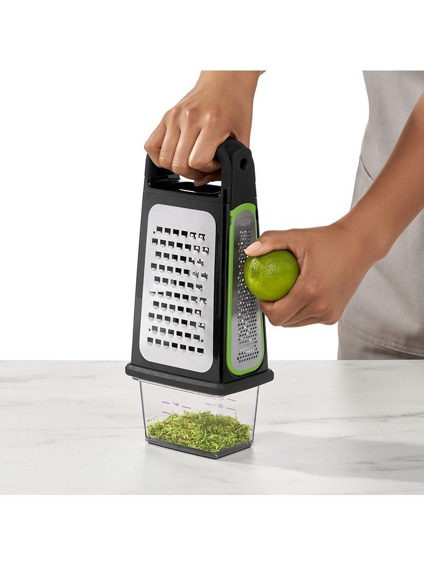 OXO box grater with slicer and zester, imported from the UK