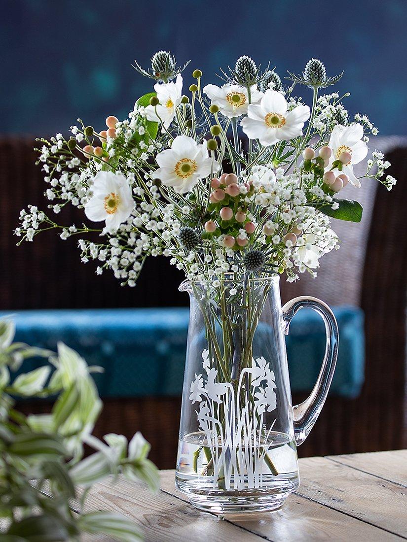 Dartington Crystal Bloom Daffodil jug vase 22.5cm, imported from the UK