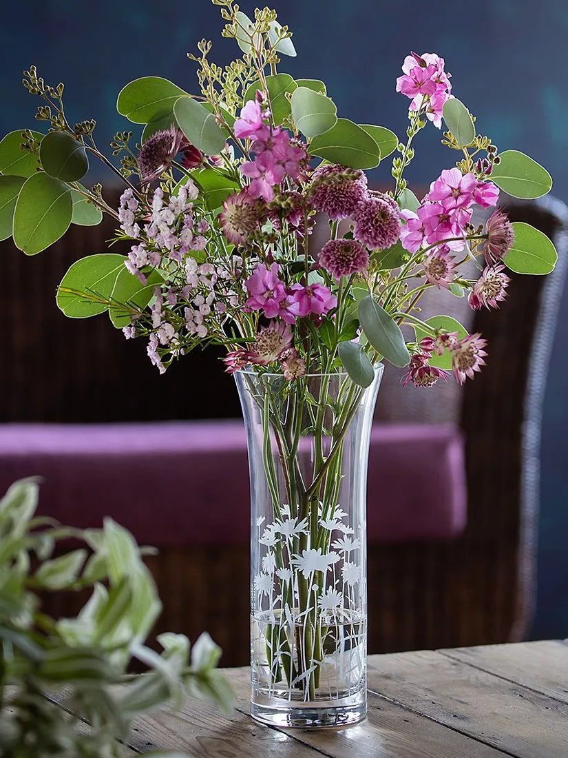 Dartington Crystal bloom marguerite trumpet vase 25cm - British product