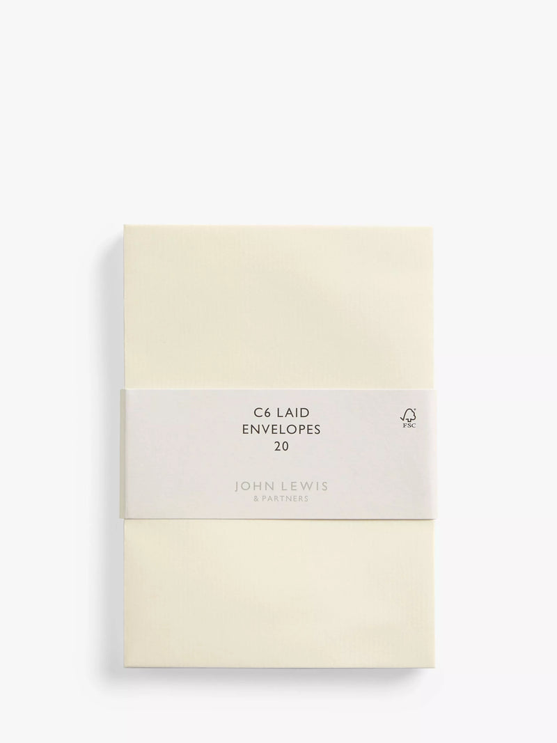 John Lewis C6 laid ivory envelopes, pack of 20, UK version