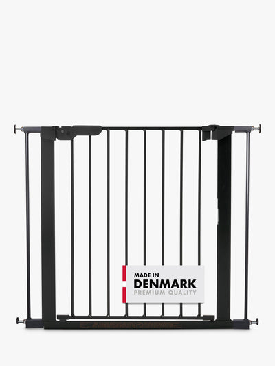 BabyDan Premier True Pressure Gate مع ملحقات، بوابة أمان للأطفال باللون الأسود