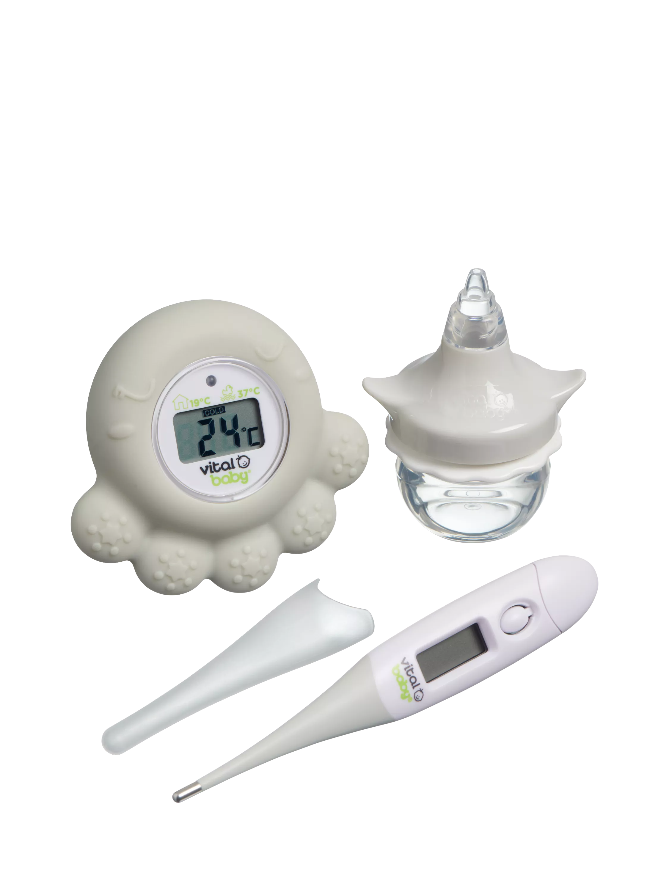 Vital Baby healthcare kit with nasal decongester and thermometer (British brand)