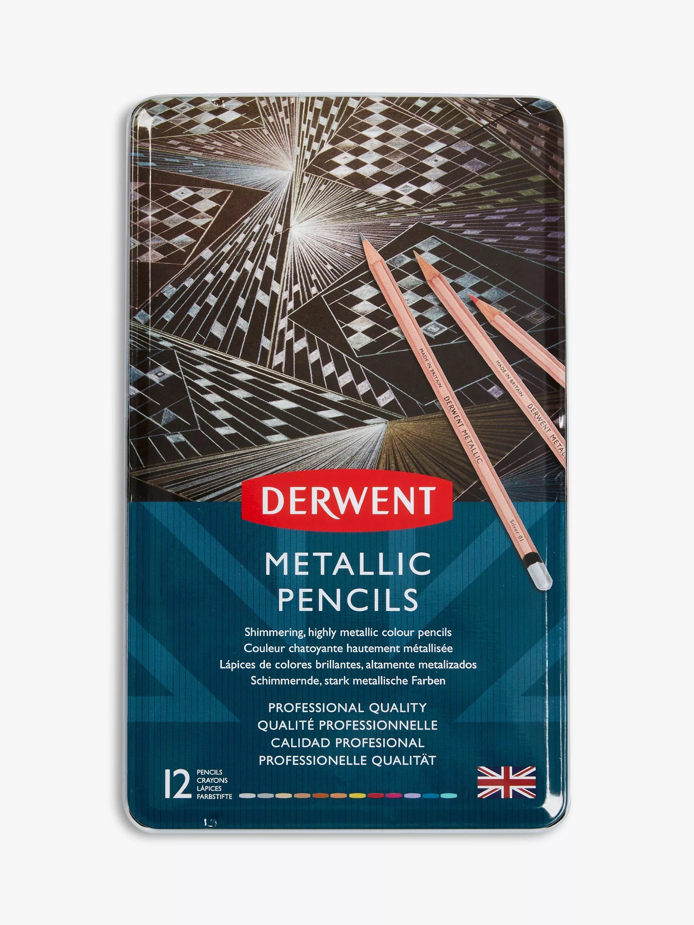 Derwent Metallic Pencils pack of 12 for shimmering effects (British brand)