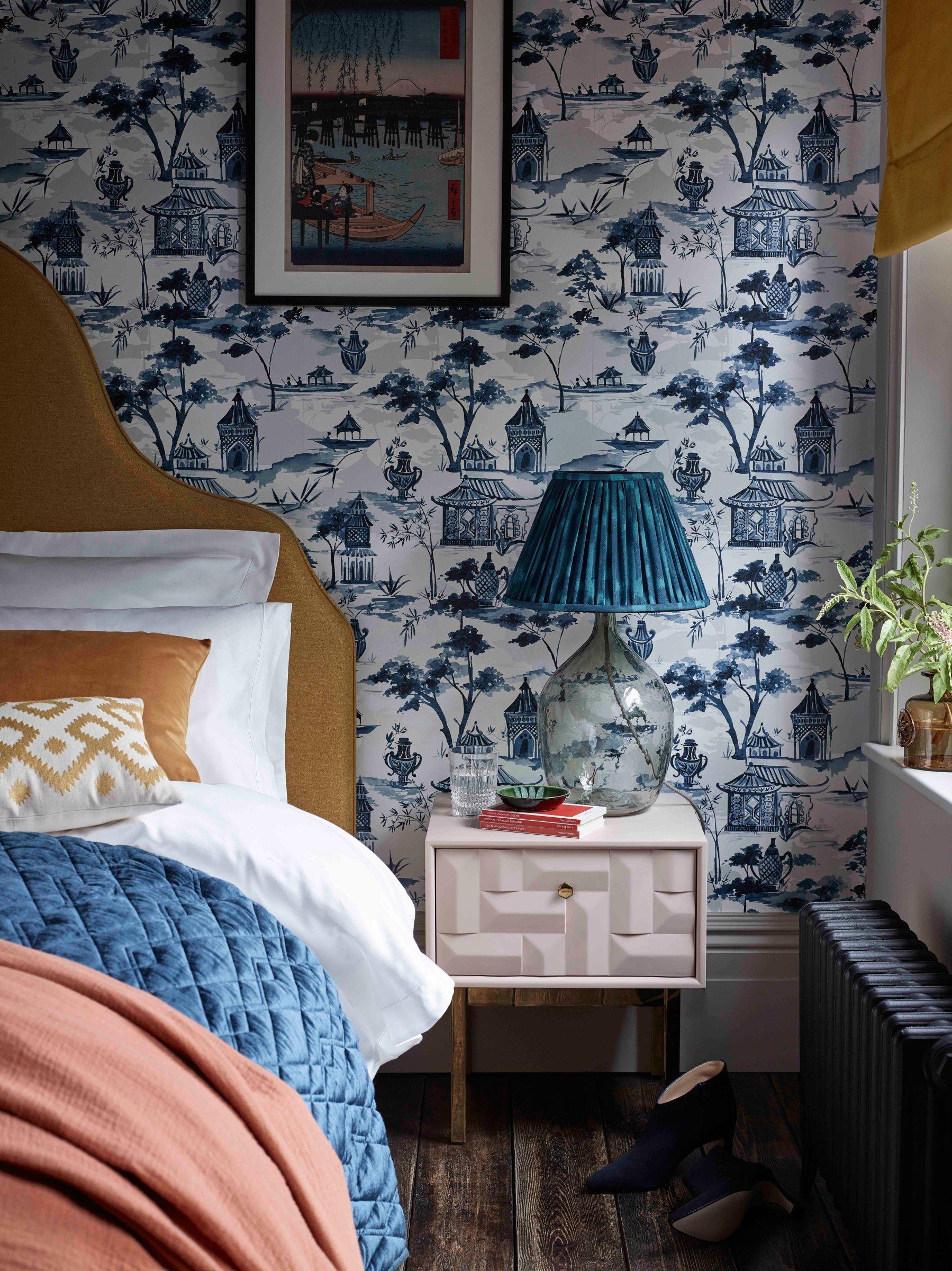 John Lewis Pagoda wallpaper in blue, 10m roll - British product