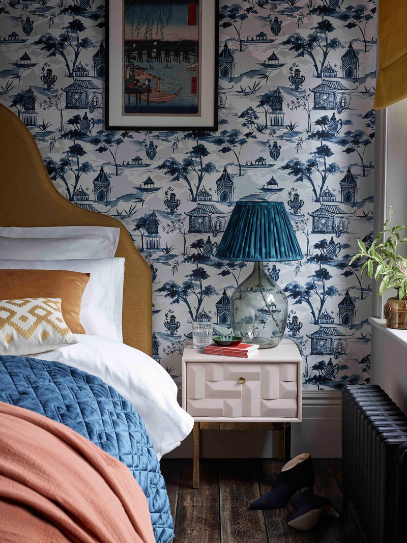 John Lewis Pagoda wallpaper in blue, 10m roll - British product