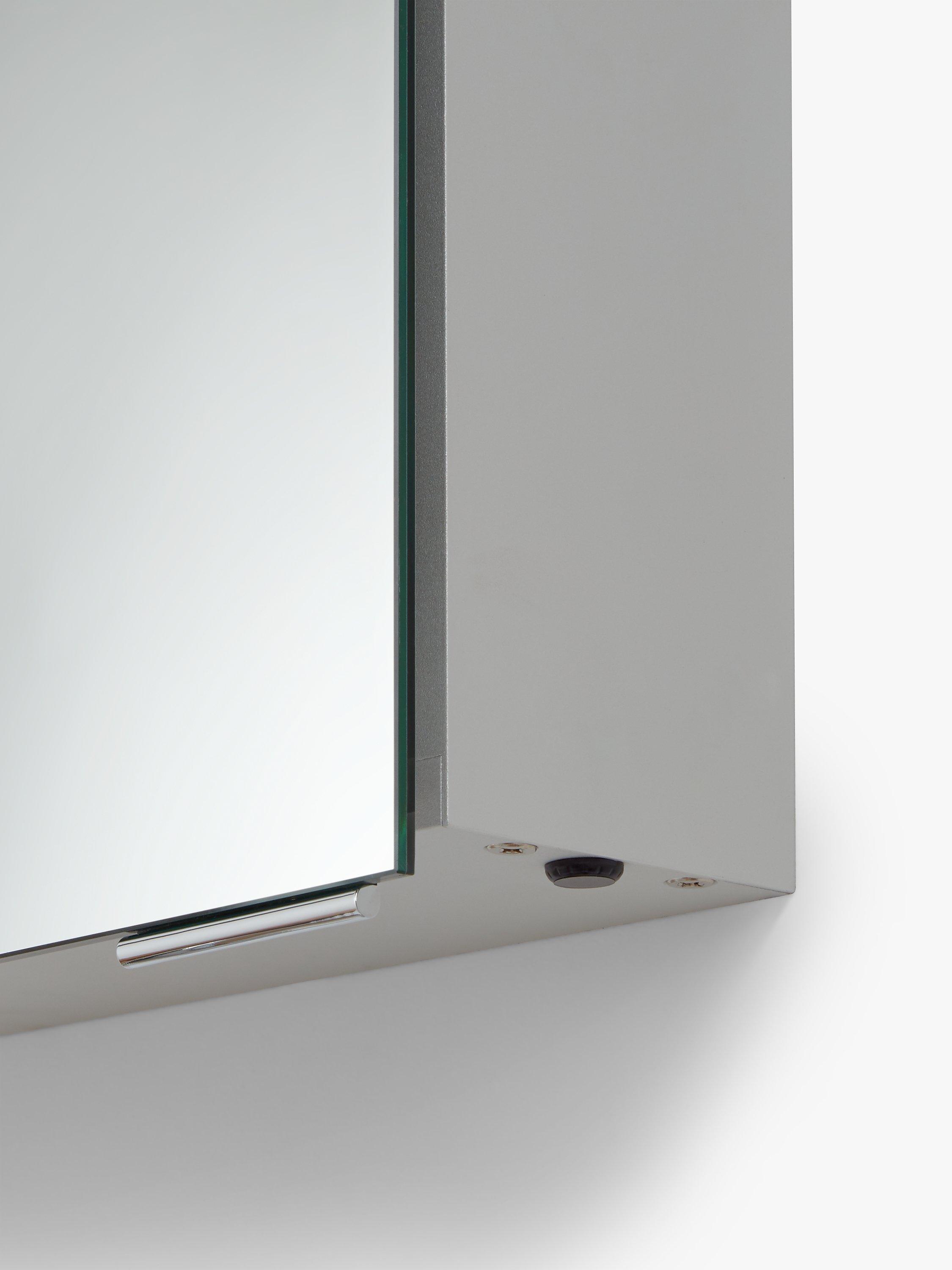 John Lewis Ariel single mirrored illuminated bathroom cabinet H72xW50xD17.5cm, UK version