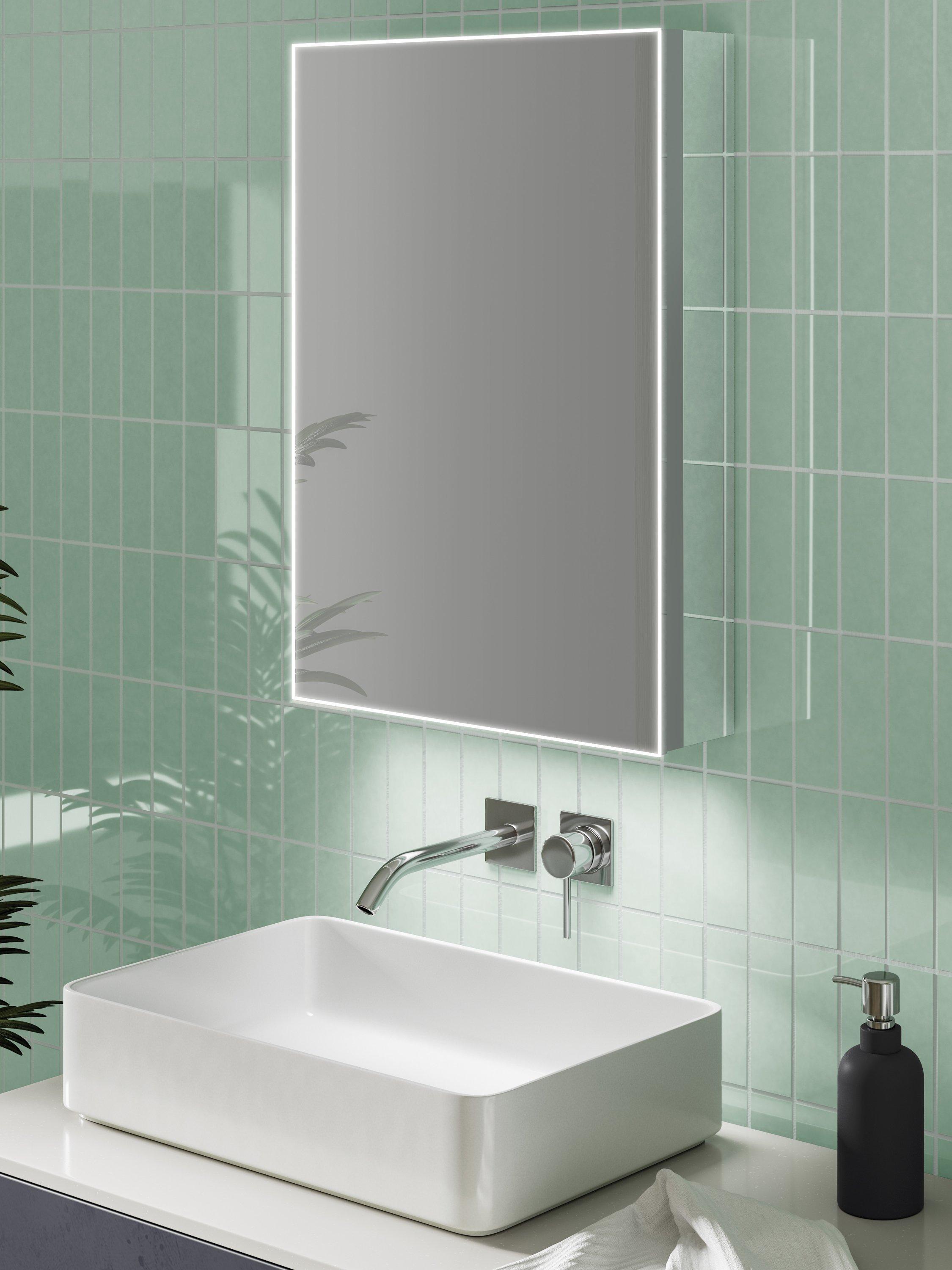 John Lewis Aspect mirrored illuminated bathroom cabinet H70cm, UK version