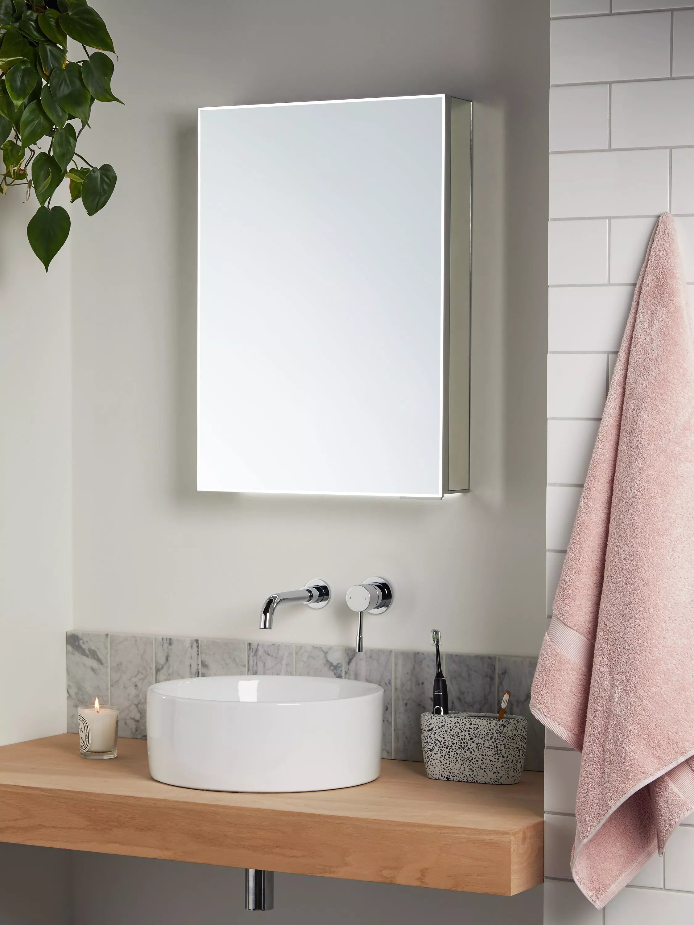 John Lewis Aspect mirrored illuminated bathroom cabinet H70cm, UK version