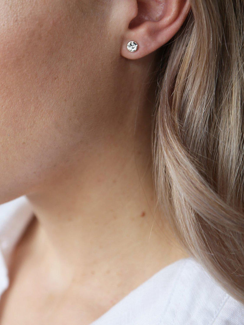 Tutti Coastal Brushed Round Stud Earrings sterling silver plated - British product