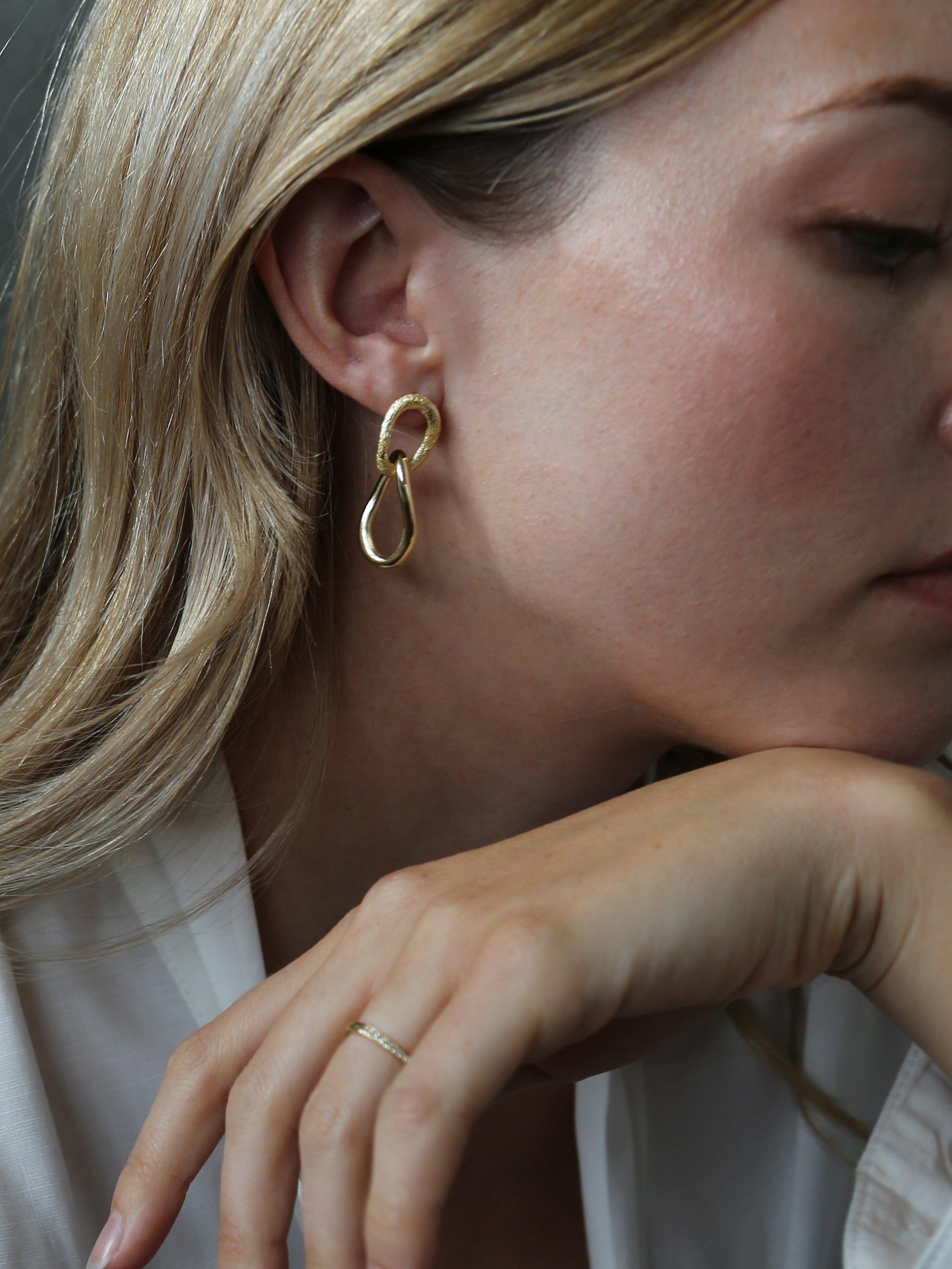 Tutti gold double drop earrings 3.5cm (British brand)