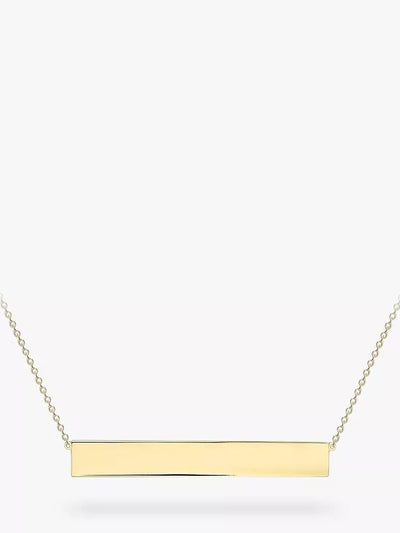 John Lewis IBB Personalised 9ct Gold Horizontal Bar Pendant Necklace- Buy online at McGrocer