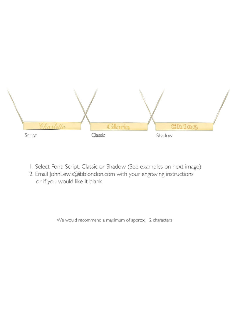 IBB personalised 9ct gold bar pendant necklace, UK version