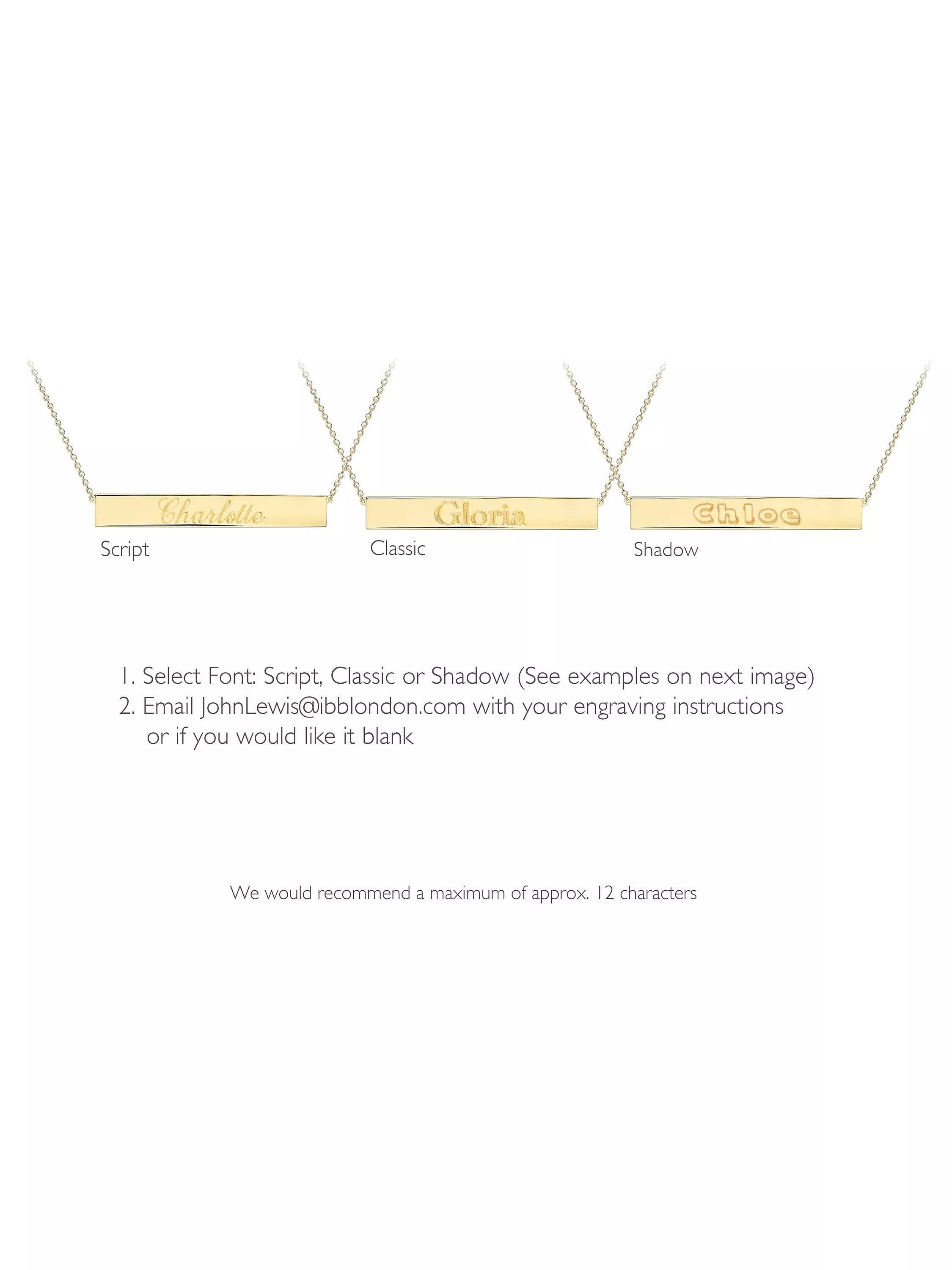 IBB personalised 9ct gold bar pendant necklace, UK version