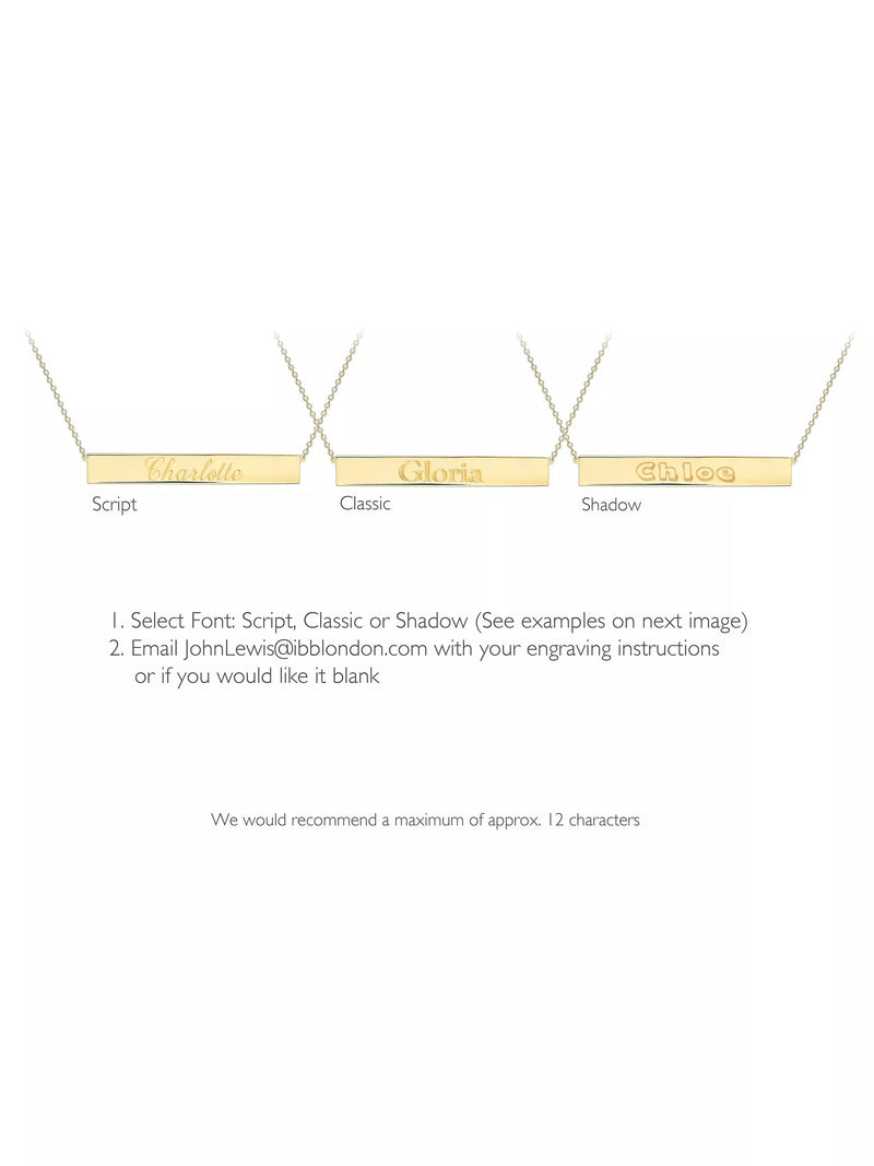 IBB personalised 9ct gold bar pendant necklace, UK version