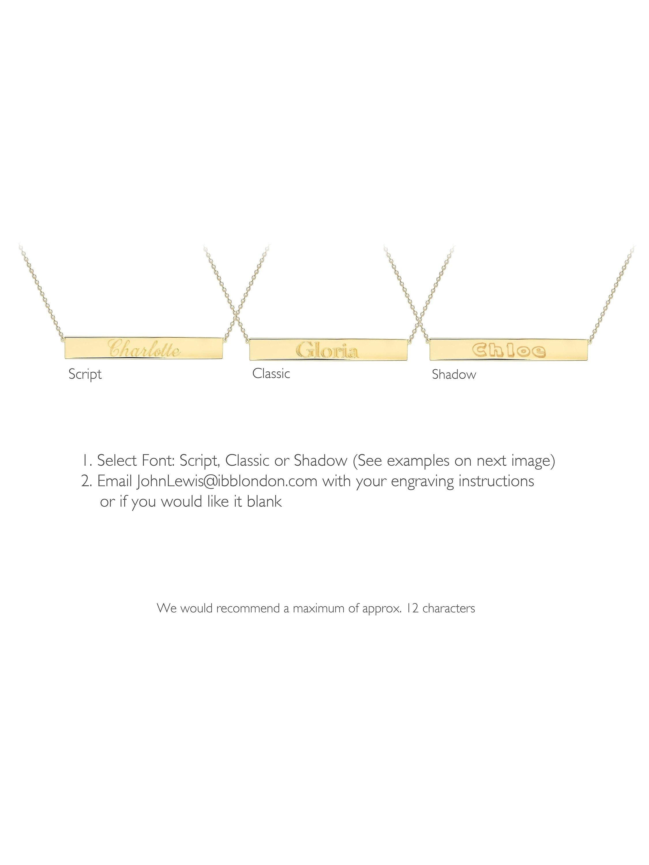 IBB personalised 9ct gold bar pendant necklace, UK version