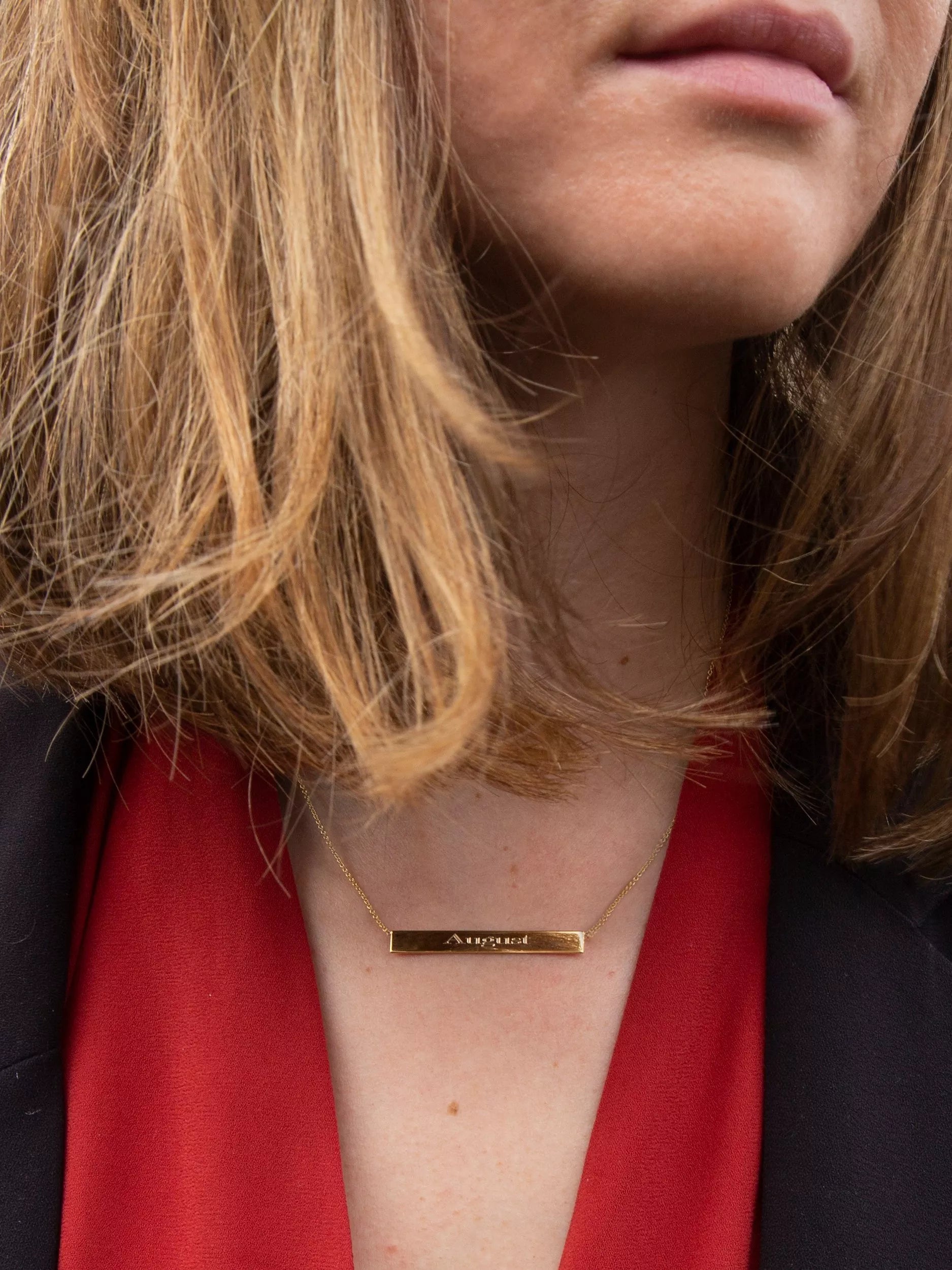 IBB personalised 9ct gold bar pendant necklace, UK version