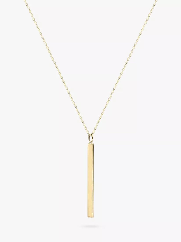 IBB Personalised Long Vertical Bar Pendant Necklace, Gold