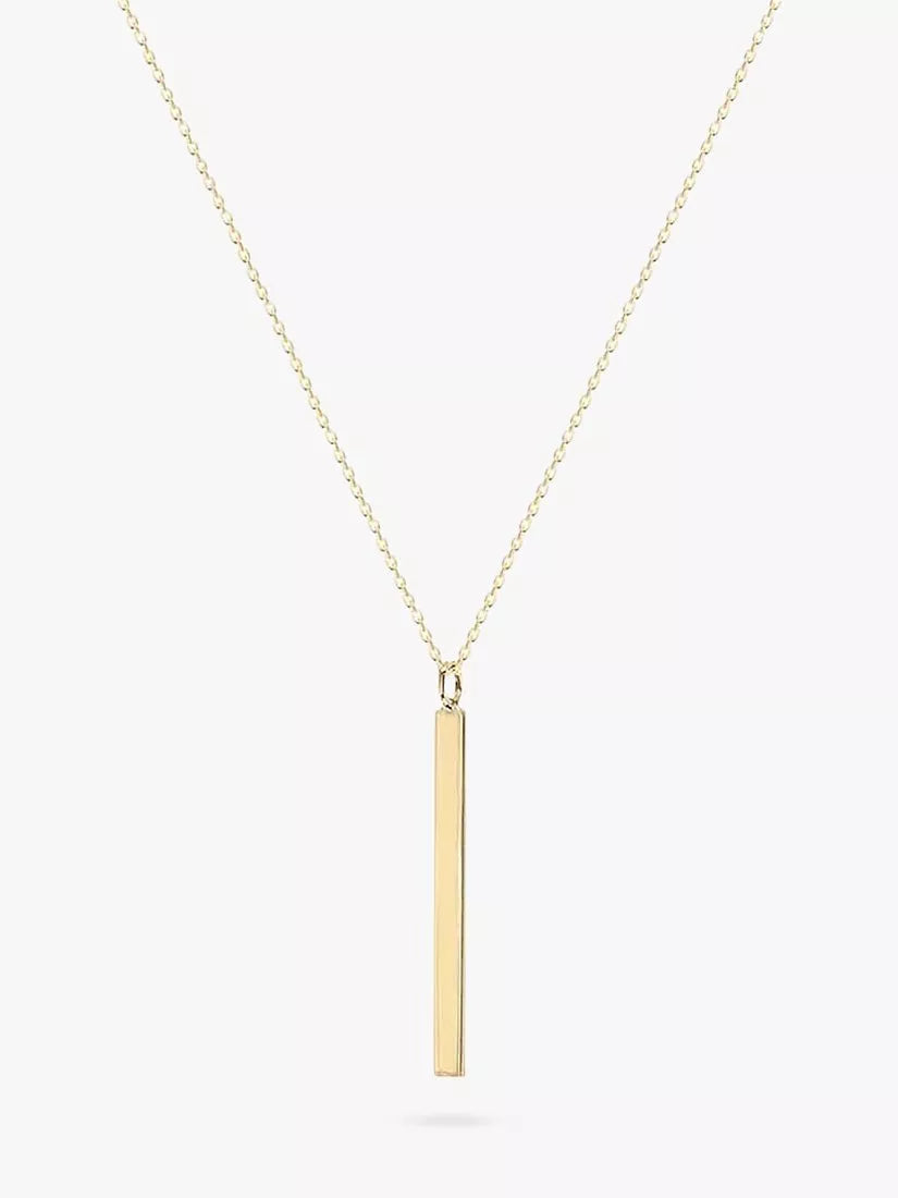 IBB personalised long vertical bar pendant necklace in gold, UK version