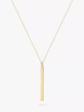 IBB personalised long vertical bar pendant necklace in gold, UK version