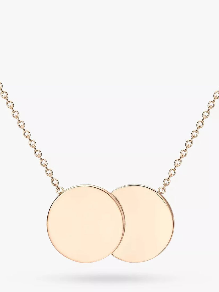 IBB Personalised 9ct Gold Double Disc Initial Pendant Necklace